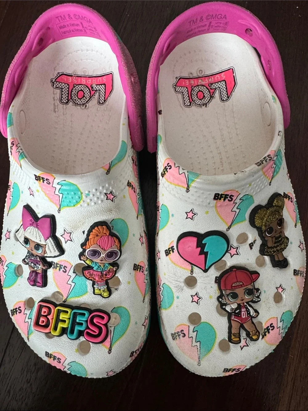 L.O.L. Surprise! White Teal Pink Kids Slip-On Sandals